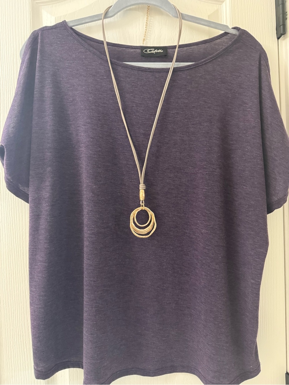 Romey Cold shoulder knit tee by Colette - XL - Purple